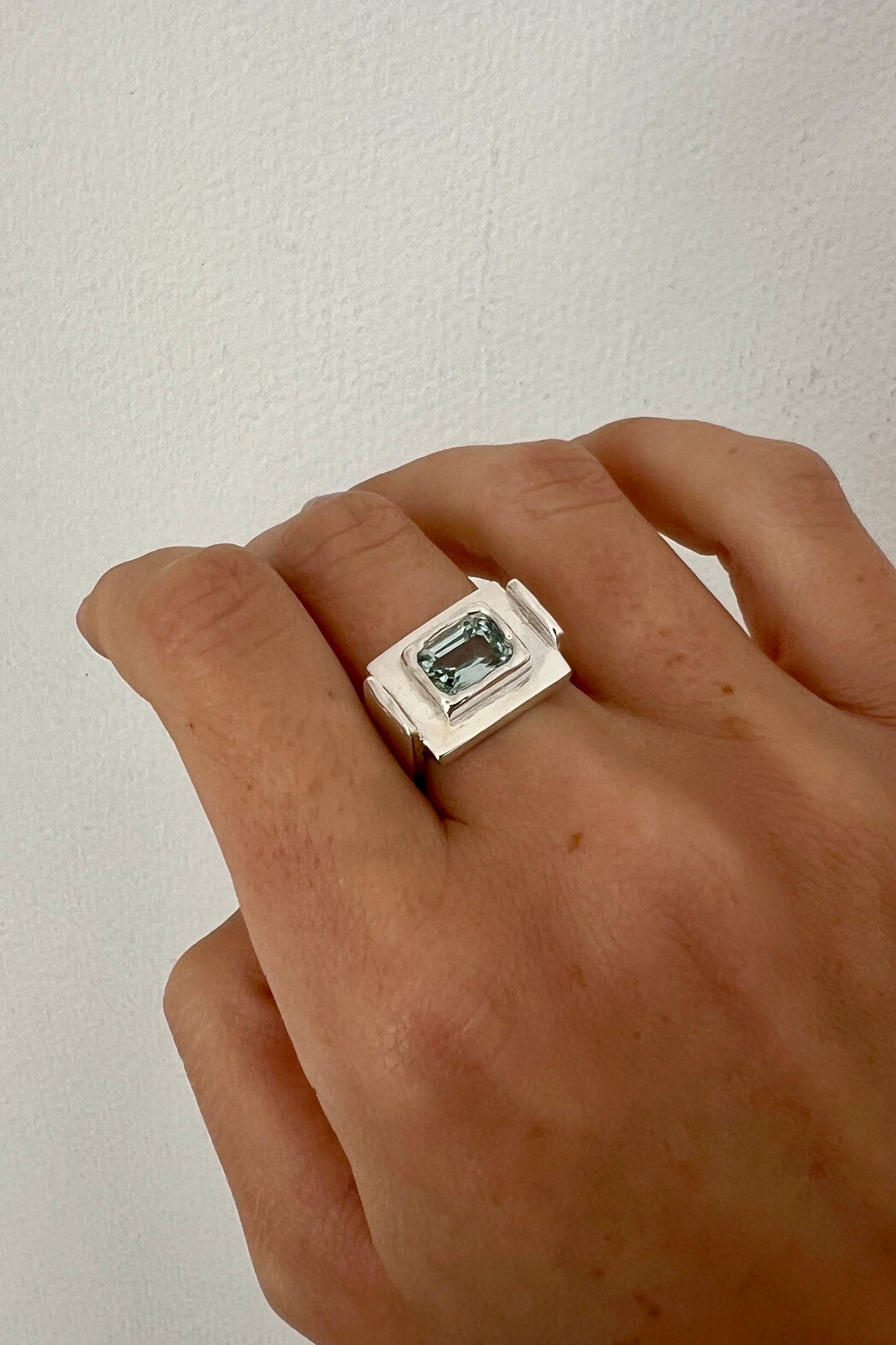 Bague Art Deco Bleu Turquoise.