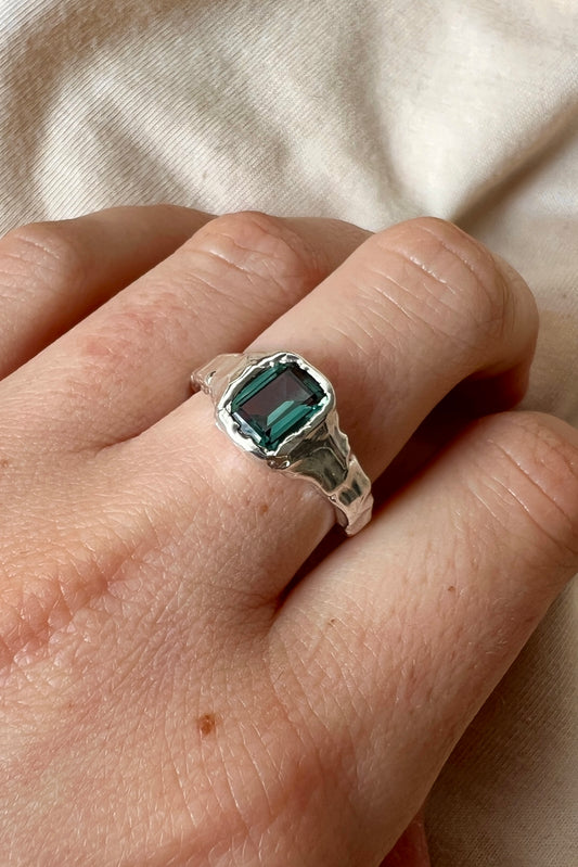 Bague Lava 1 Vert Tourmaline.
