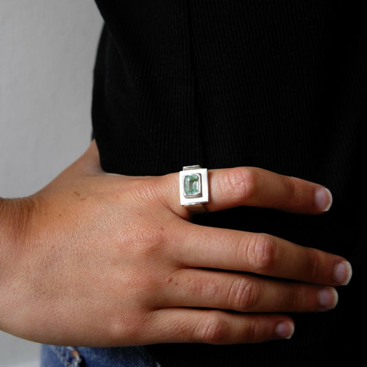 Bague Art Deco Bleu Turquoise.