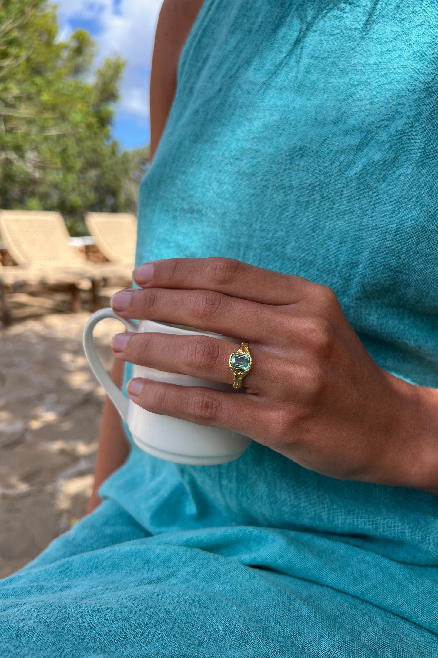 Bague Lava 1 Bleu Turquoise.