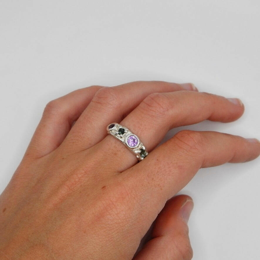 Bague Kaïa 2 Mauve/Vert.