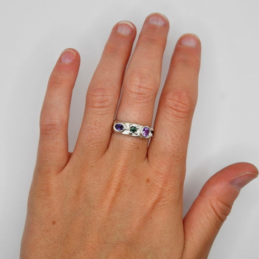 Bague Kaïa 2 Mauve/Vert.