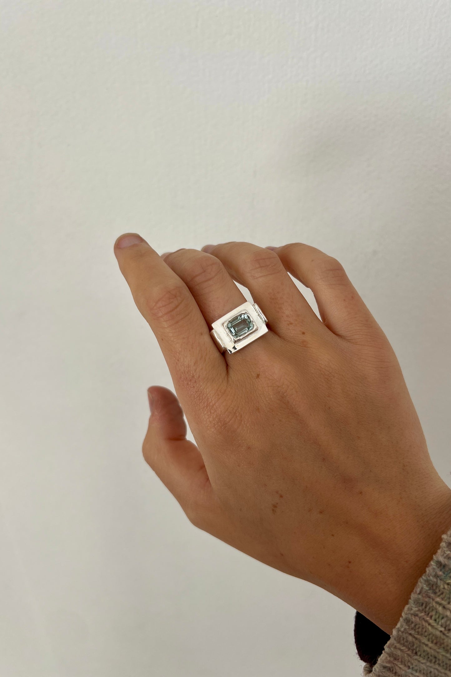 Bague Art Deco Bleu Turquoise.
