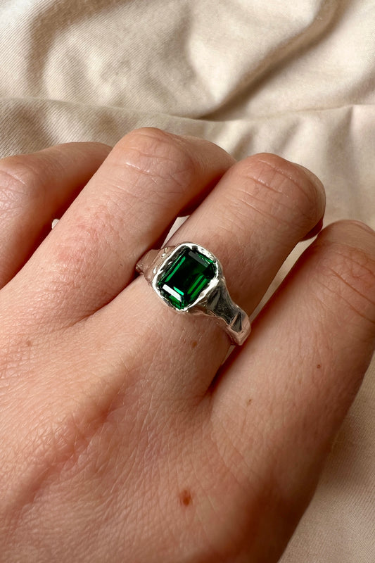 Bague Lava 1 Vert Emeraude.