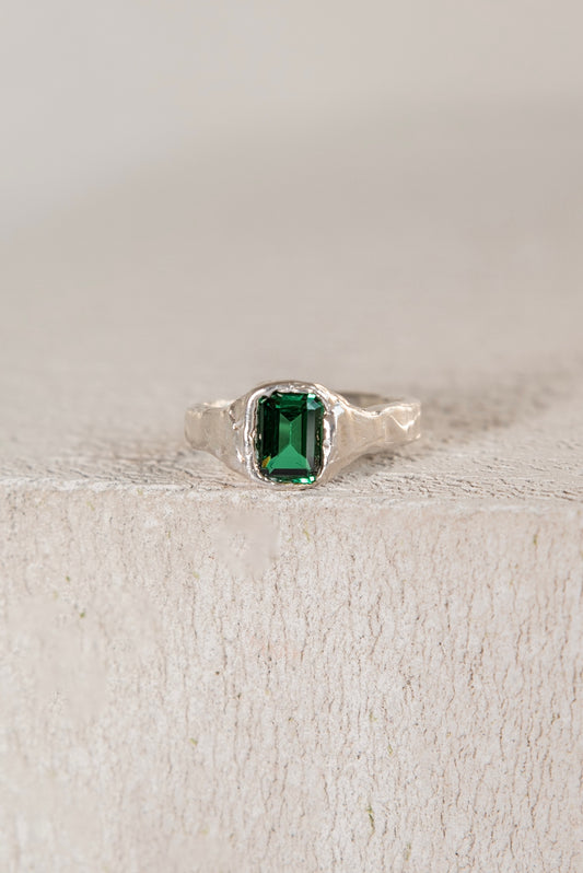 Bague Lava 1 Vert Emeraude.