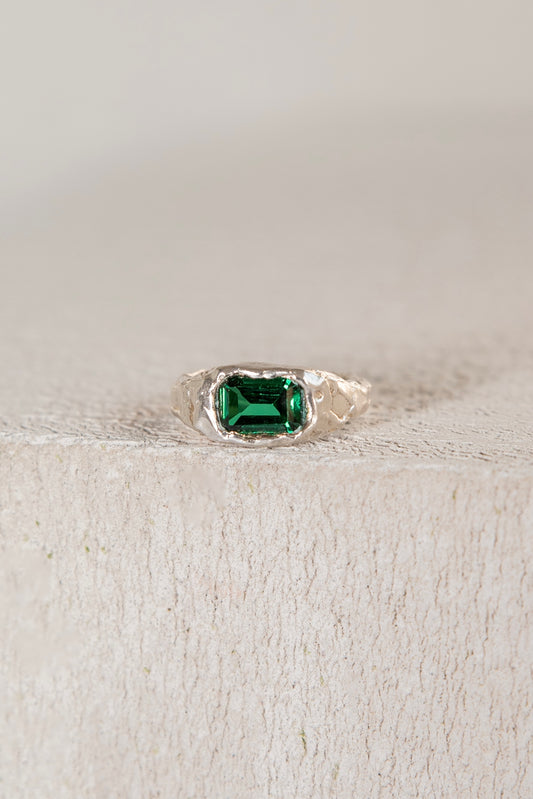Bague Lava 2 Vert Emeraude.