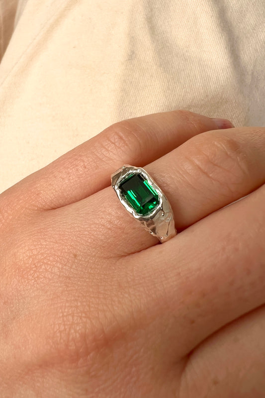 Bague Lava 2 Vert Emeraude.