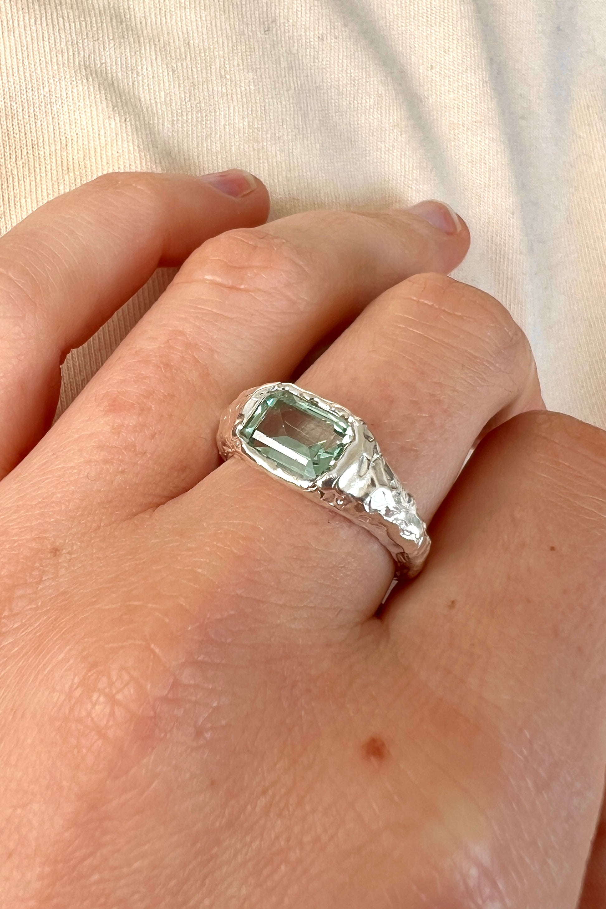 Bague Lava 2 Bleu Turquoise.