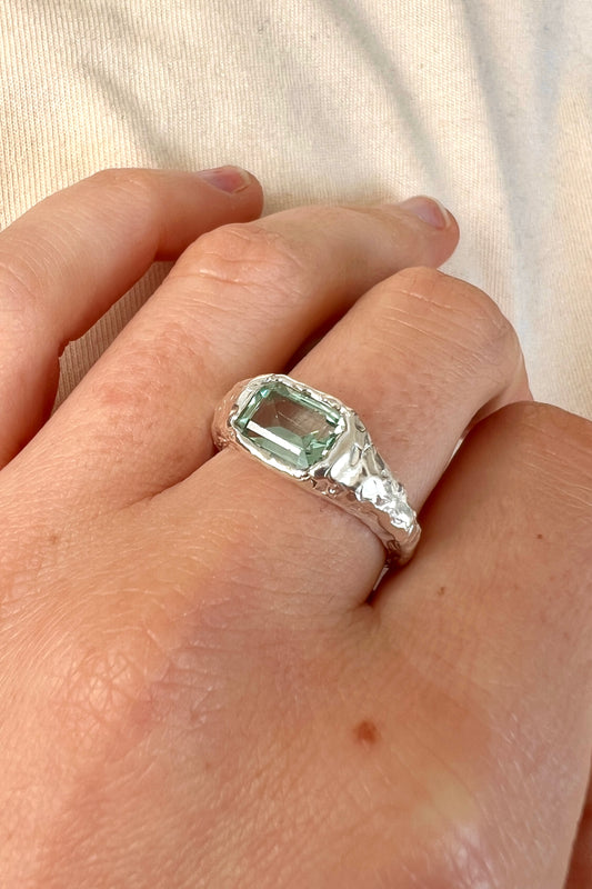 Bague Lava 2 Bleu Turquoise.