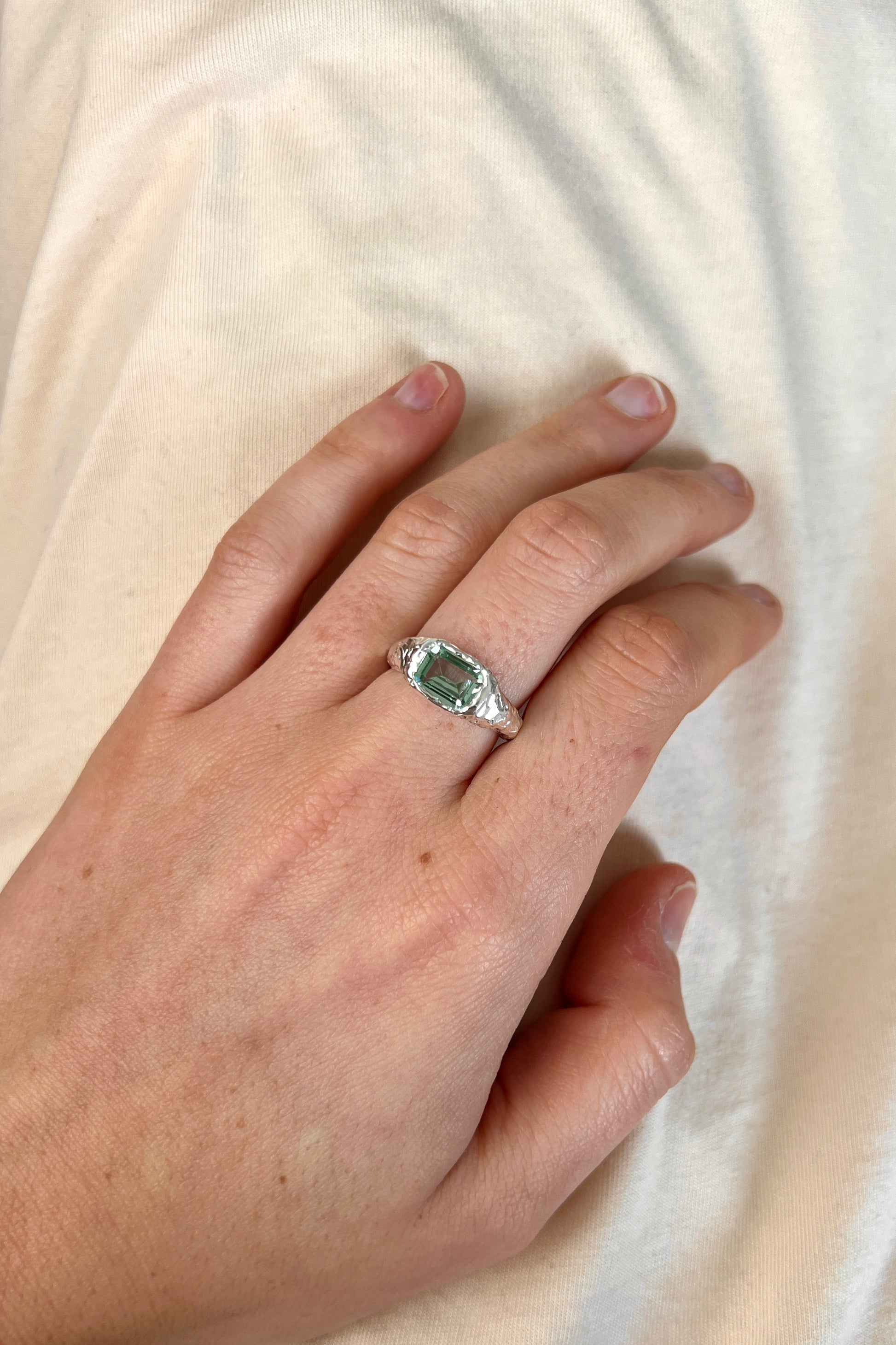 Bague Lava 2 Bleu Turquoise.