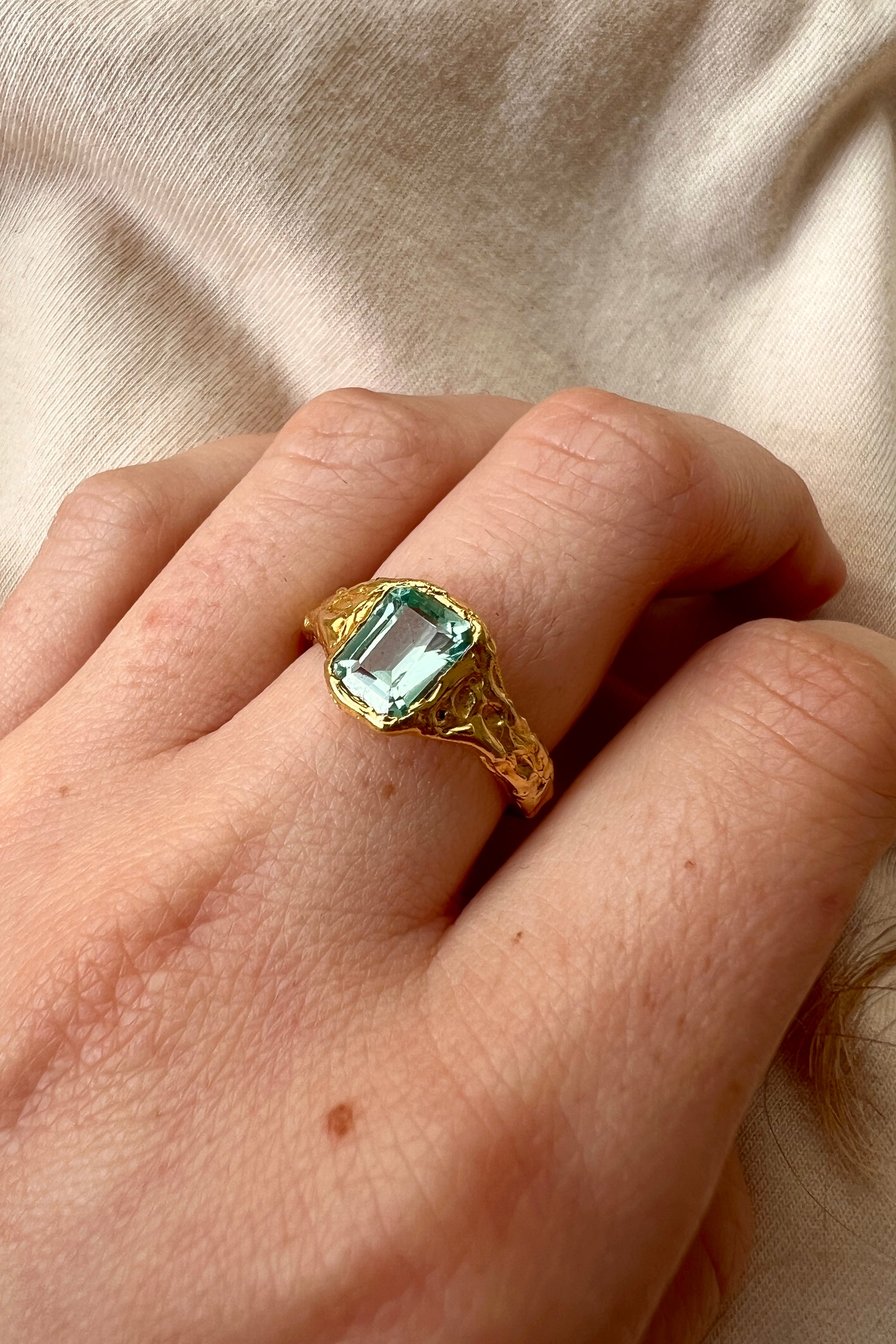 Bague Lava 1 Bleu Turquoise.
