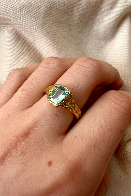 Bague Lava 1 Bleu Turquoise.