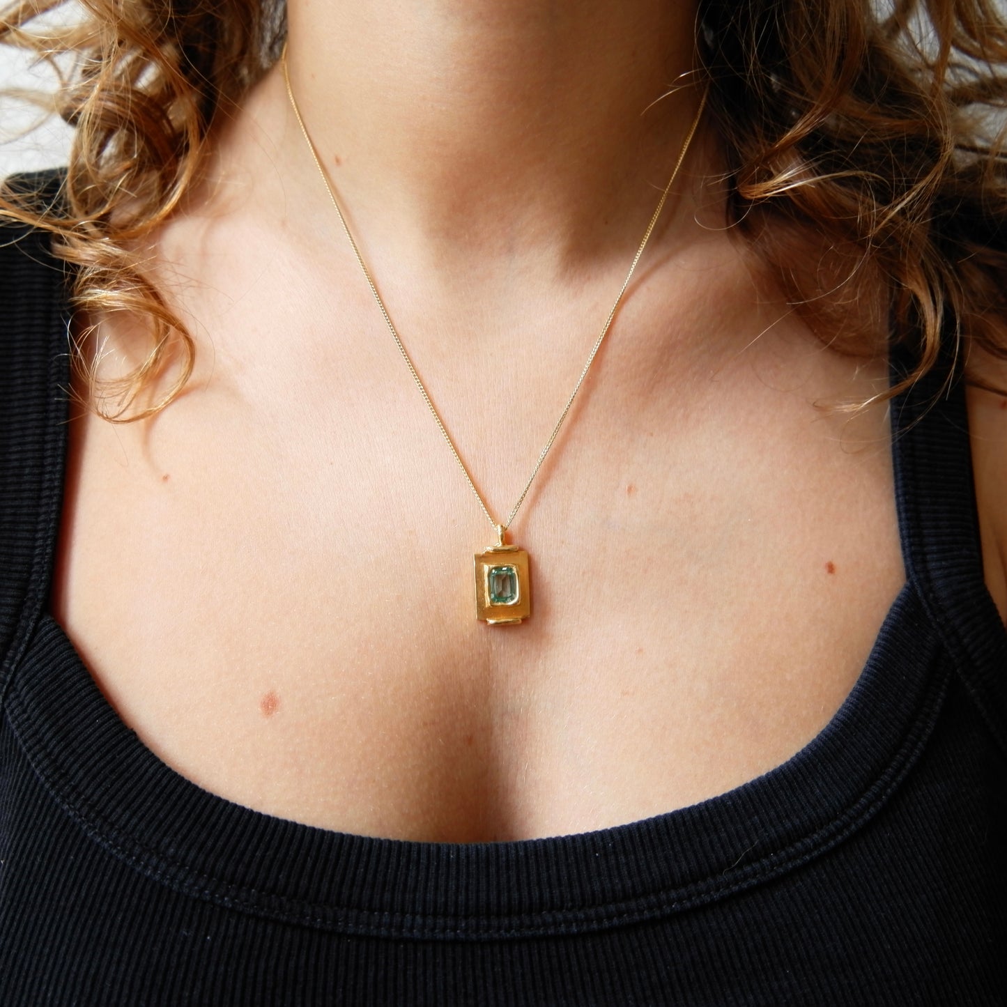 Pendentif Art Deco Bleu Turquoise.