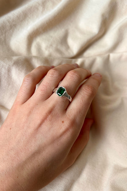 Bague Lava 1 Vert Emeraude.