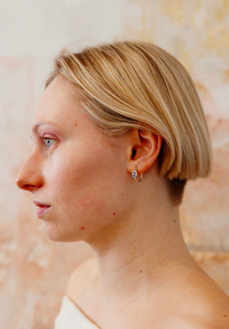 Blue Constellation Creole Earrings