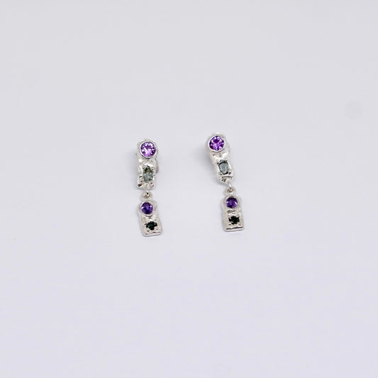 Boucles d'oreilles Kaïa 2 Mauve/Vert