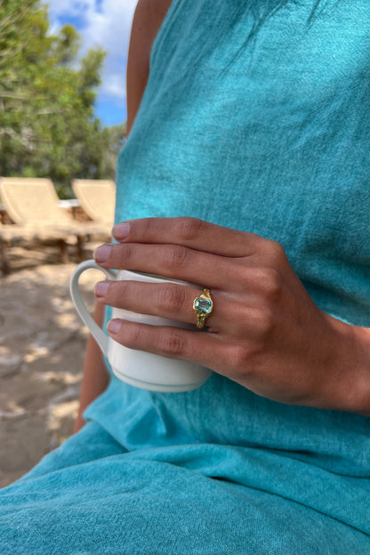 Bague Lava 1 Bleu Turquoise.