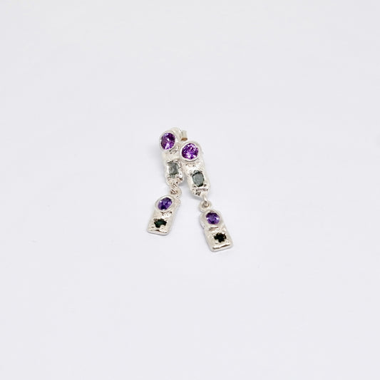 Boucles d'oreilles Kaïa 2 Mauve/Vert